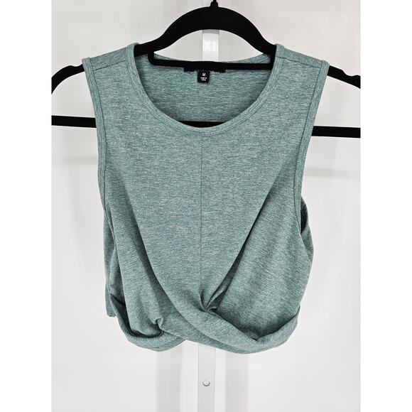 Zobha Womens Sz M Cropped Athletic Tank Top Teal Blue Knotted Front - Picture 1 of 3